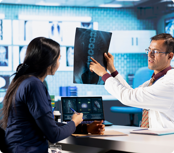 Doctor discussing medical results